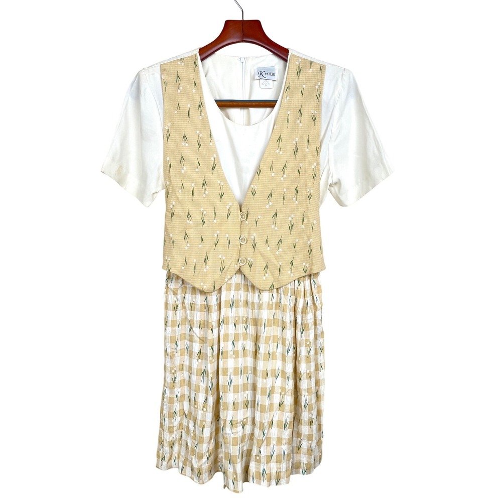Vintage 90s Womens Romper Sz 4 Playsuit Twee Hipster Indie Grunge Cottage Vest